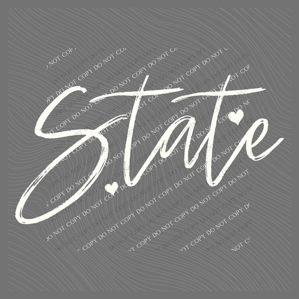 State Sketched Script Hearts in Off-white Digital Design, PNG