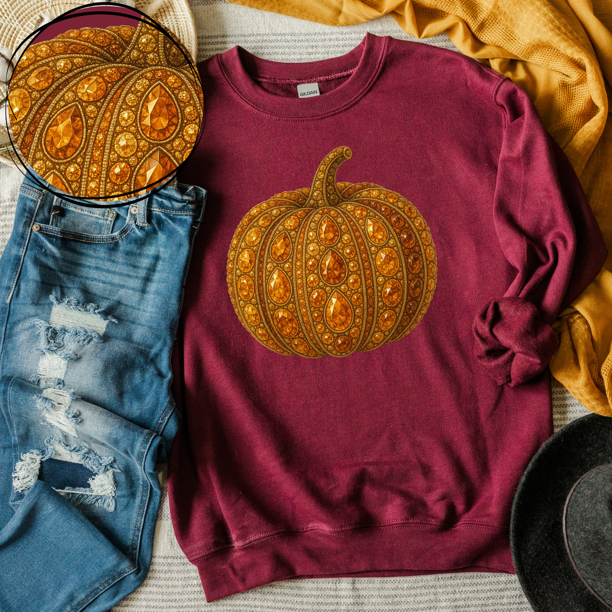 Pumpkin Rhinestone 3D Digital Download, PNG