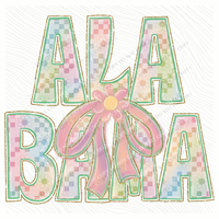 Alabama Daisy Bows and Checkers Pastel Chalk Digital Design, PNG