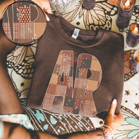 Arkansas AR Autumn Pumpkins Quilted Distressed Digital Design in Browns, PNG