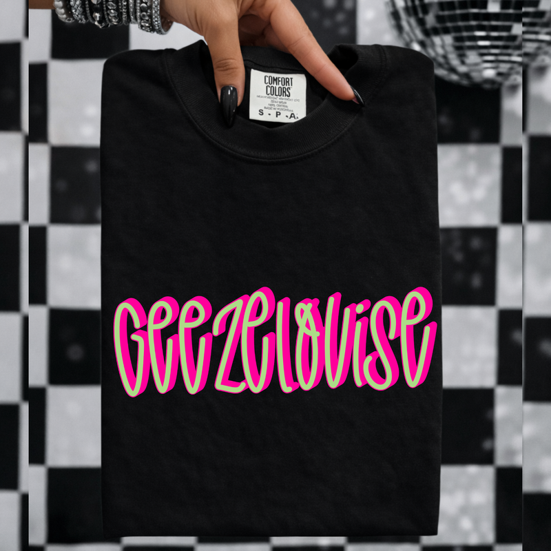Geezelouise 3D Sassy Script Bright Pink & Green Digital Design, PNG