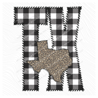 Texas TX Stitched Buffalo Plaid & Leopard State Patch Digital Design, PNG