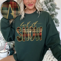 Let it Snow Glitter & Plaid Digital Download, PNG