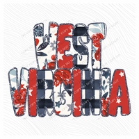 West Virginia Glitter, Floral, Gingham & Stars Patriotic Digital Design, PNG