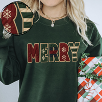 Merry Tartan Plaid Patterns Faux Patch Digital Download, PNG