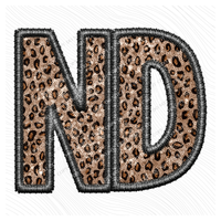 ND North Dakota Faux Embroidery Leopard Sequin with separate Home Sweet Home Script in Black,  Digital Design, PNG