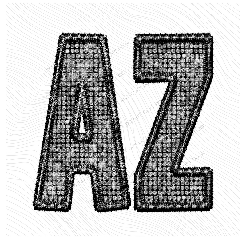 AZ Arizona Faux Embroidery Diamonds Bling in Black Digital Design, PNG