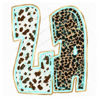 LA Louisiana Turquoise Glow Gold Foil Western Leopard & Cow Print Digital Design, PNG Only