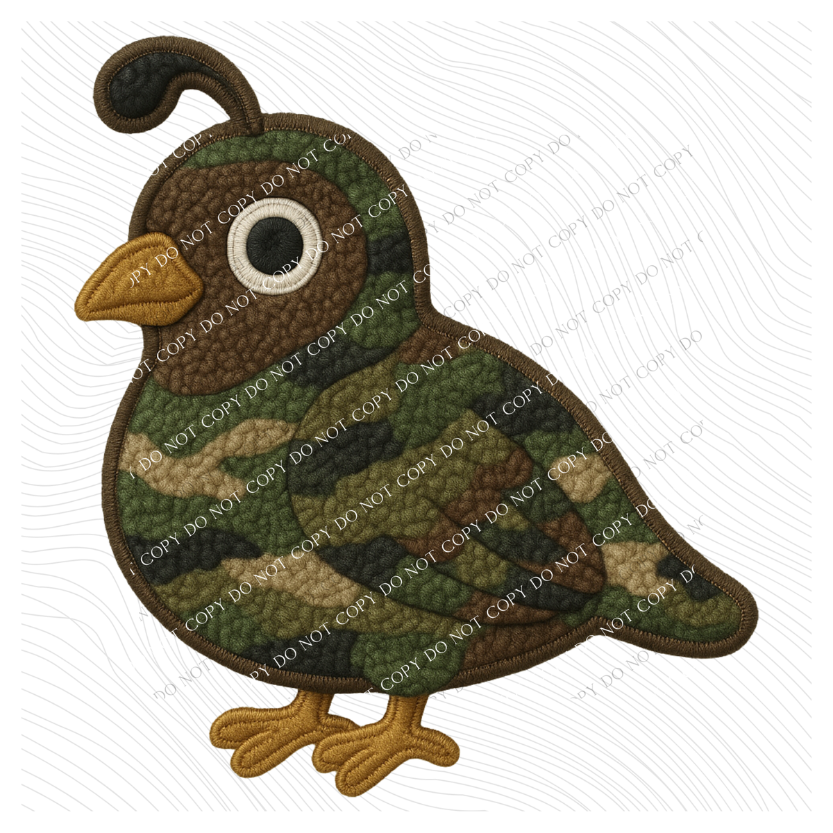 Quail Camo 3D Chenille Patch Style Digital Download, PNG