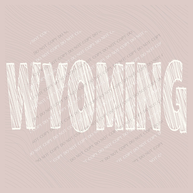 Wyoming Scribble in Cream White Digital Design, PNG