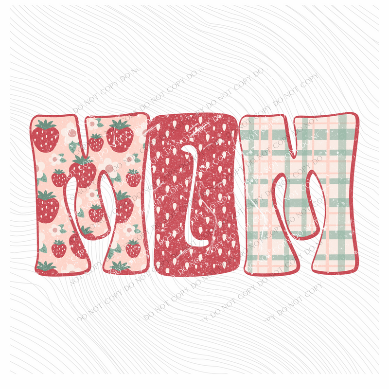 Mom Groovy Strawberry Patch Distressed Digital Design, PNG