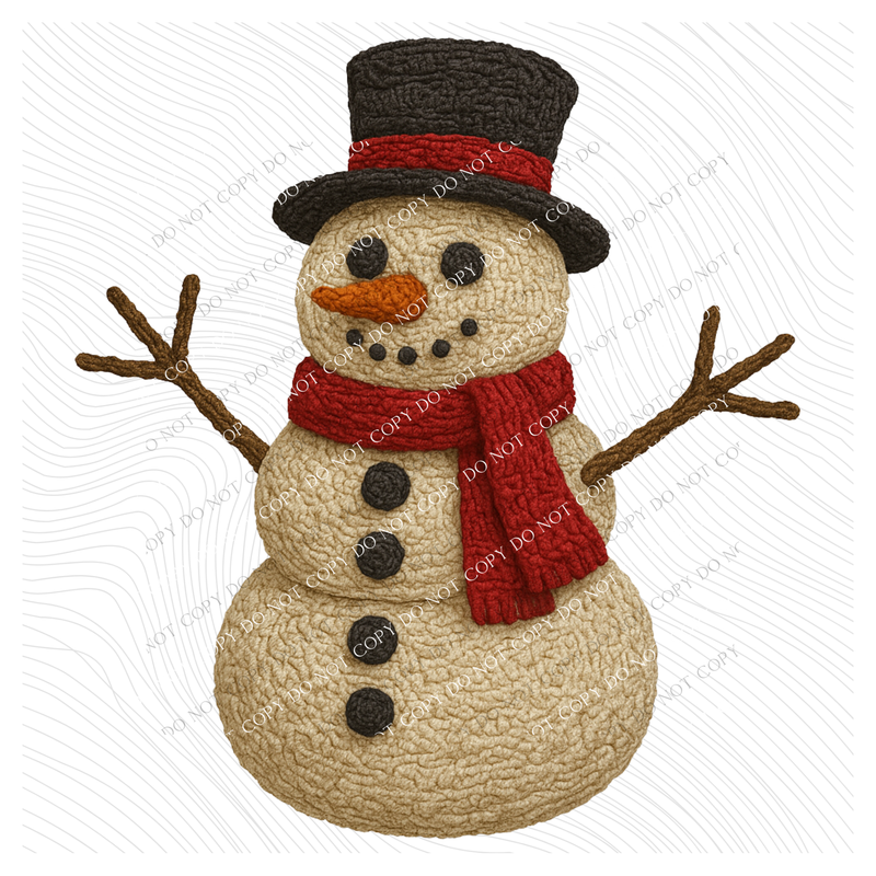 Snowman in Cute 3D Crochet Style Digital Download, PNG