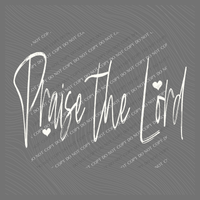 Praise the Lord Script Hearts in Off-white Digital Design, PNG