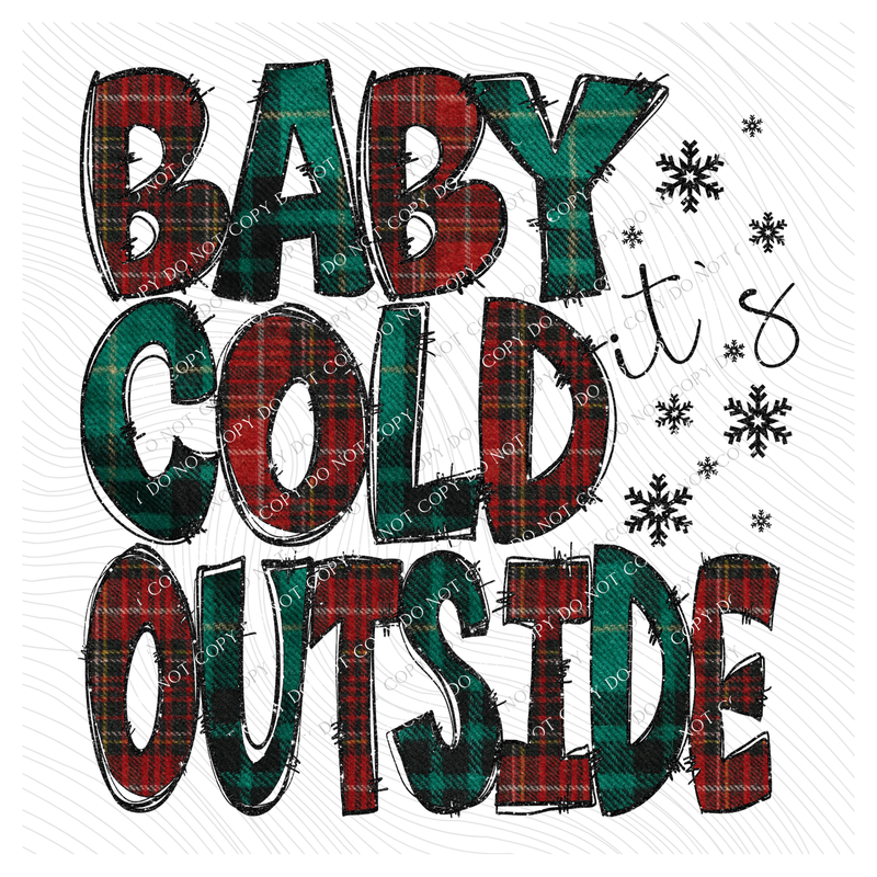 Baby it’s Cold Outside Glitter & Red & Green Plaid Digital Download, PNG