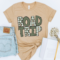 Road Trip Doodle Gingham, Dots & Glitter in Olive Digital Design, PNG