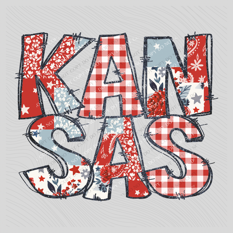 Kansas Doodle Patch & Glitter Digital Design, PNG