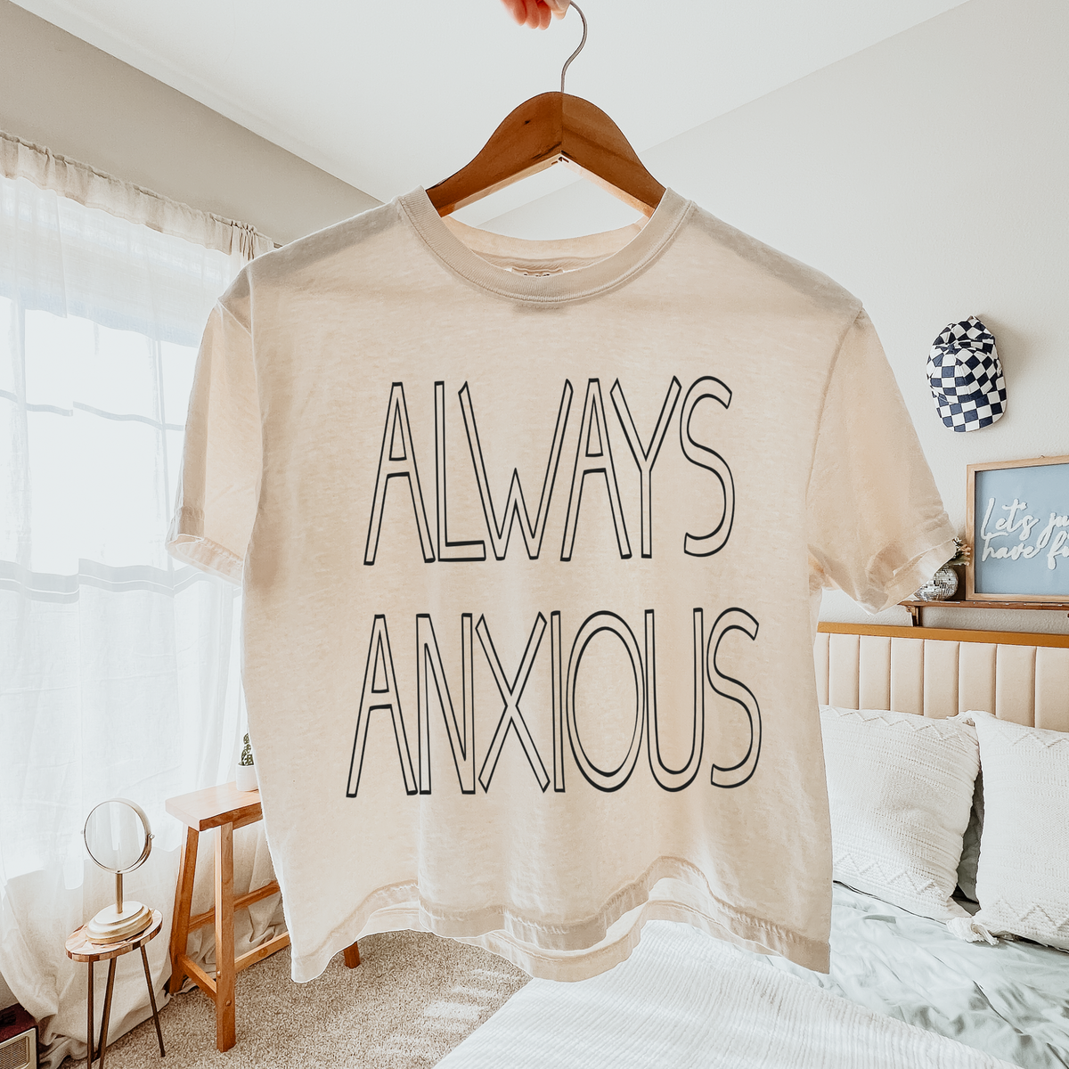 Always Anxious Simple Outline in Black Digital Design, PNG