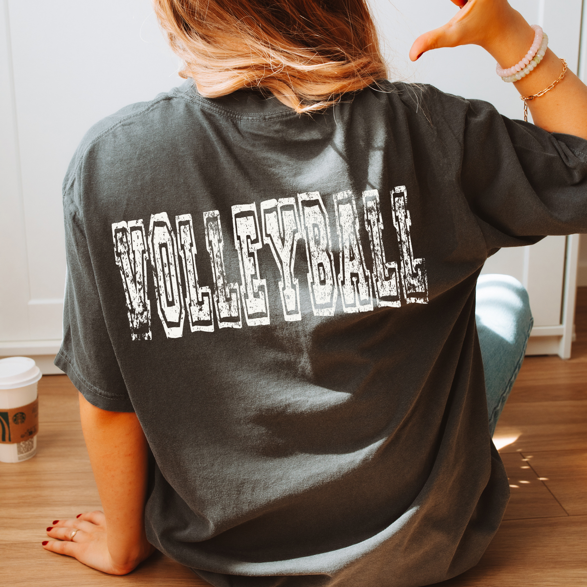 Volleyball Varsity Distressed Bundle Word & Ball Included in White Digital Design, PNG