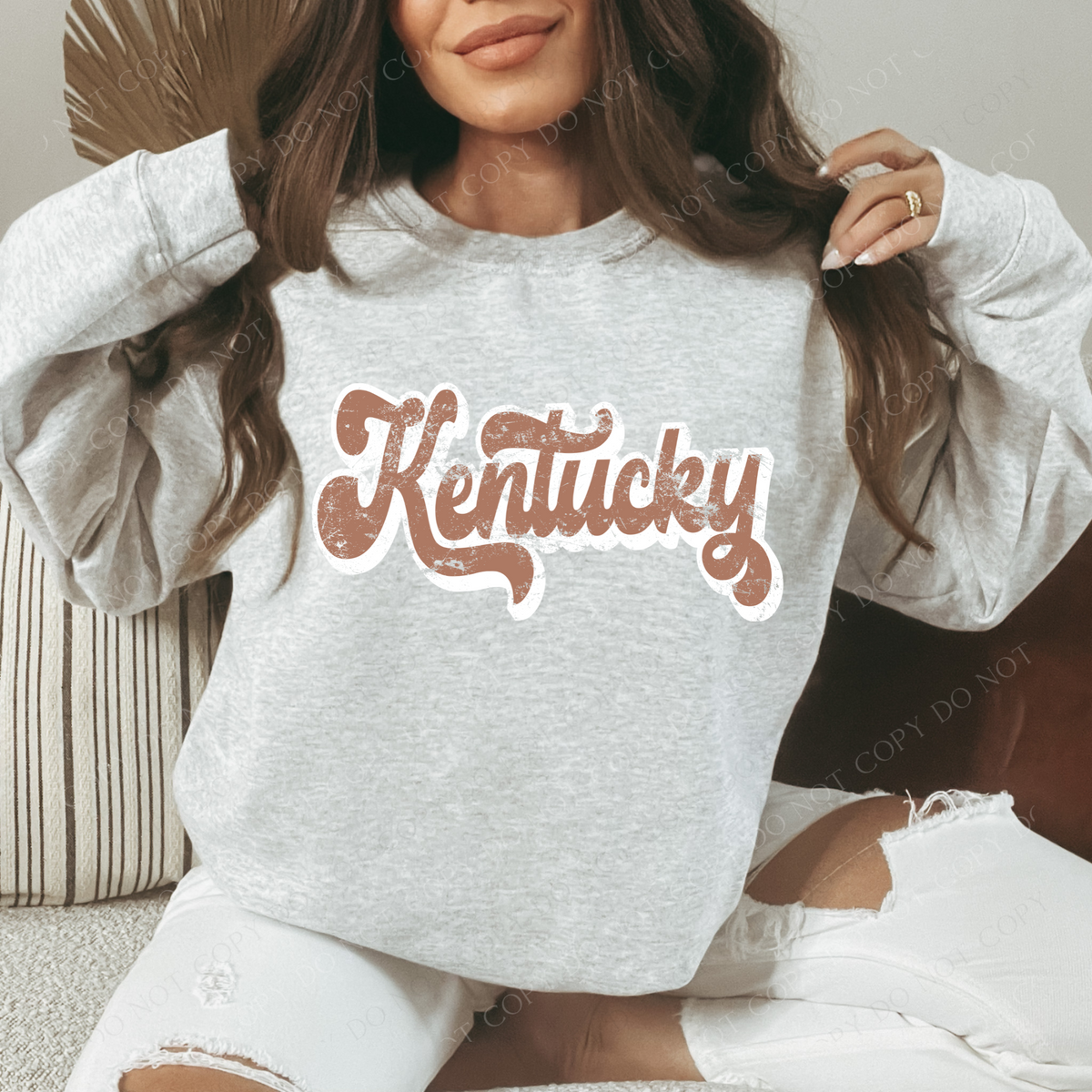 Kentucky Chestnut & White Retro Shadow Distressed Digital Download, PNG