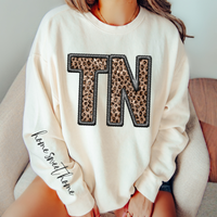 TN Tennessee Embroidery Leopard Sequin with separate Home Sweet Home Script in Black,  Digital Design, PNG