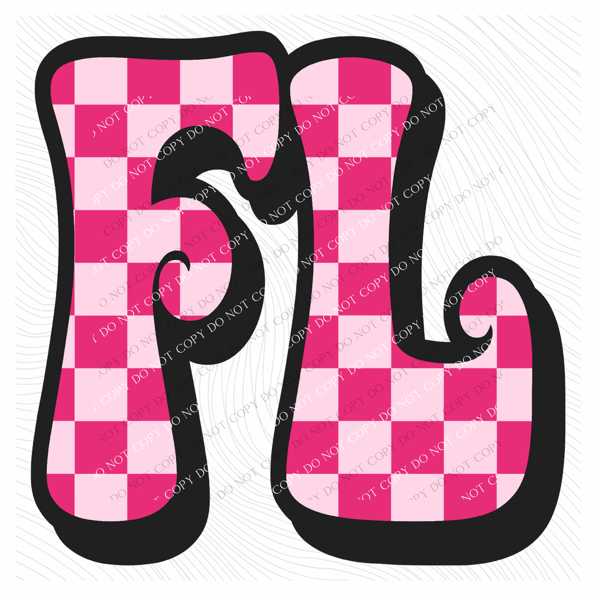 FL Florida Retro Checkers in Pinks Digital Design, PNG