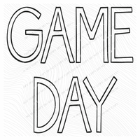 Game Day Simple Outline in Black Digital Design, PNG