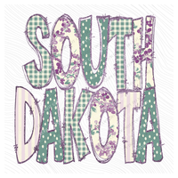 South Dakota Floral & Glitter Doodle Digital Design, PNG