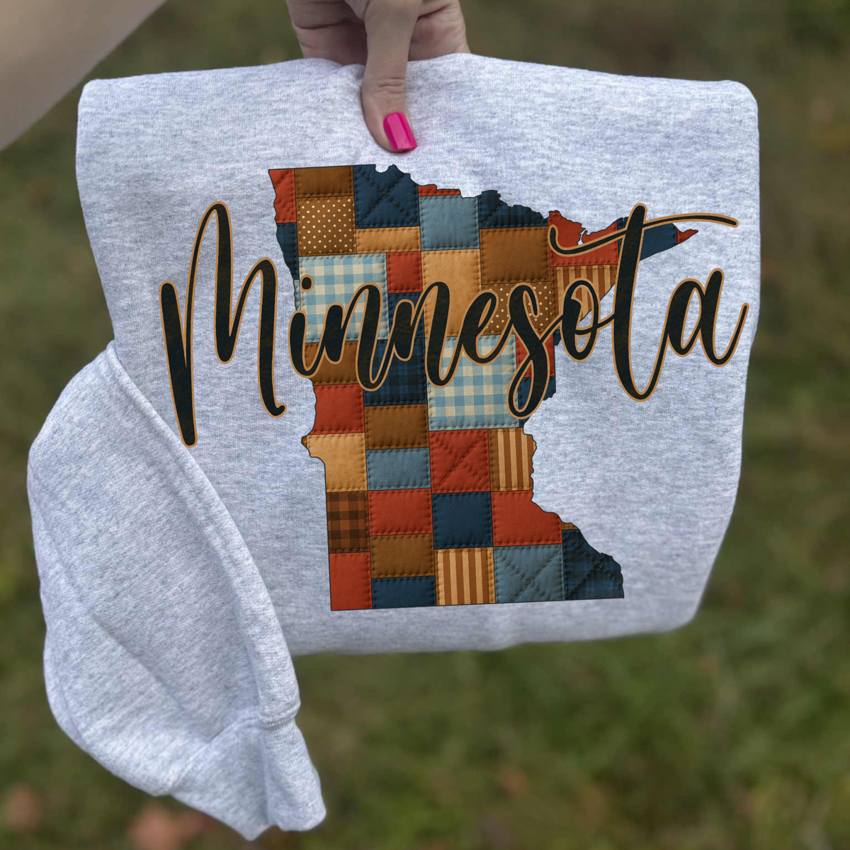 Minnesota Quilted Script State Digital Design, PNG