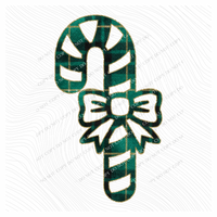 Candy Cane Green Plaid & Glitter Digital Download, PNG