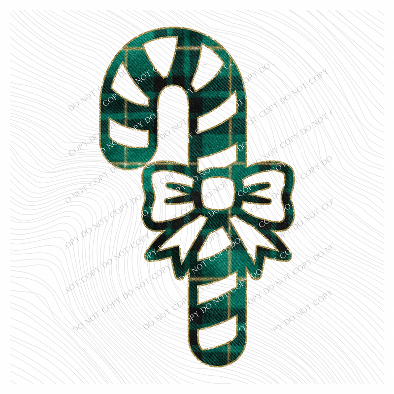 Candy Cane Green Plaid & Glitter Digital Download, PNG