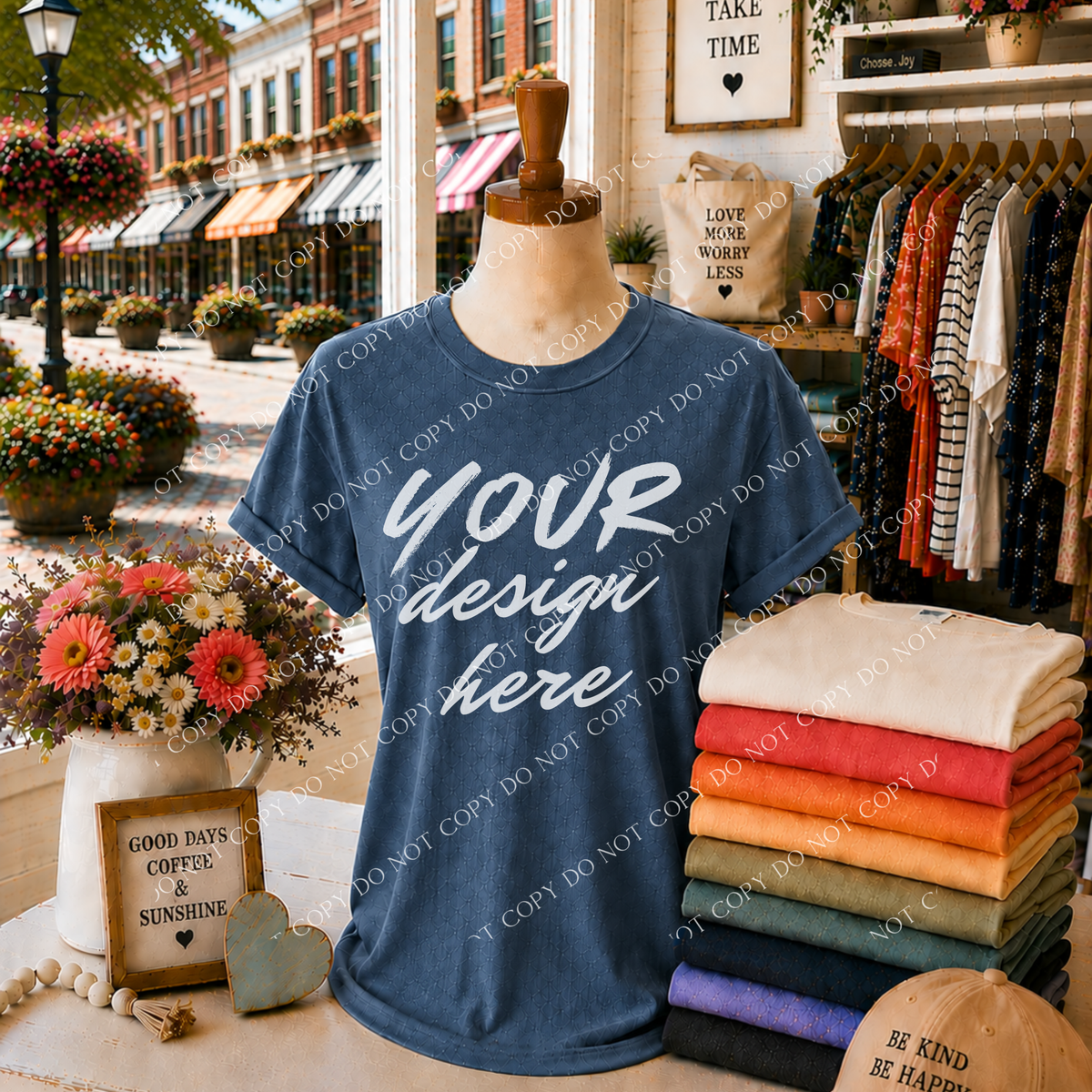 Blank Everyday Boutique Mockup, Comfort Colors 1717 Denim