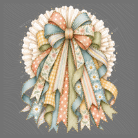 Summer Florals Ribbon with White Wreath, Digital Design, PNG