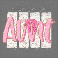 Aunt Floral Distressed Stripes, Glitter & Bow Coquette Digital Design, PNG