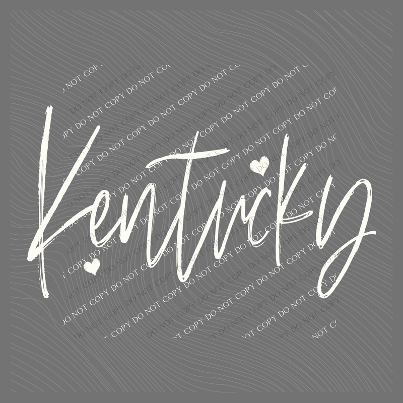Kentucky Sketched Script Hearts in Off-white Digital Design, PNG