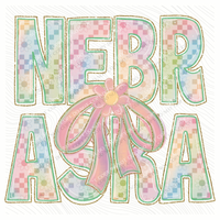 Nebraska Daisy Bows and Checkers Pastel Chalk Digital Design, PNG