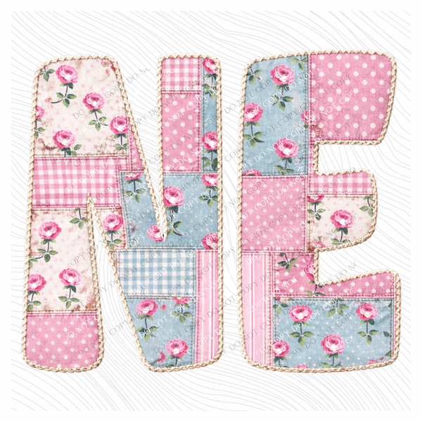 NE Nebraska Quilted Dainty Floral Digital Design, PNG