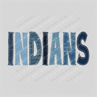 Indians Denim Patch Stitched Digital Design, PNG