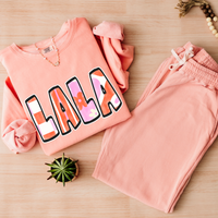 Lala Retro Distressed Pink & Red Patchwork Digital Design, PNG