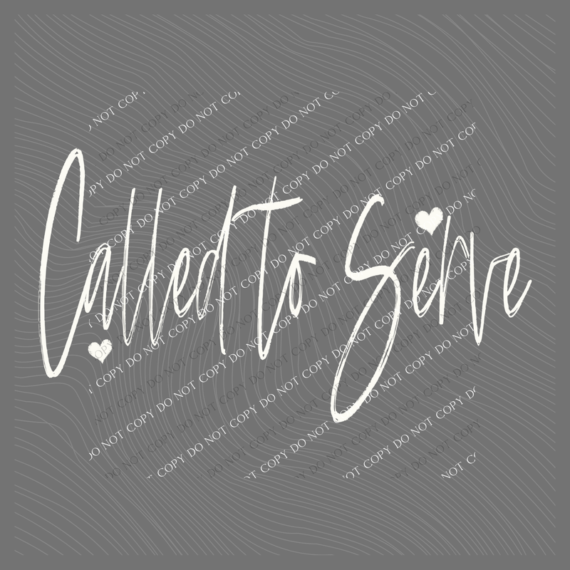 Called to Serve Script Hearts in Off-white Digital Design, PNG