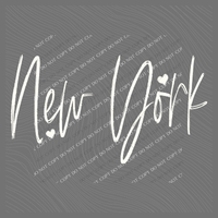 New York Sketched Script Hearts in Off-white Digital Design, PNG