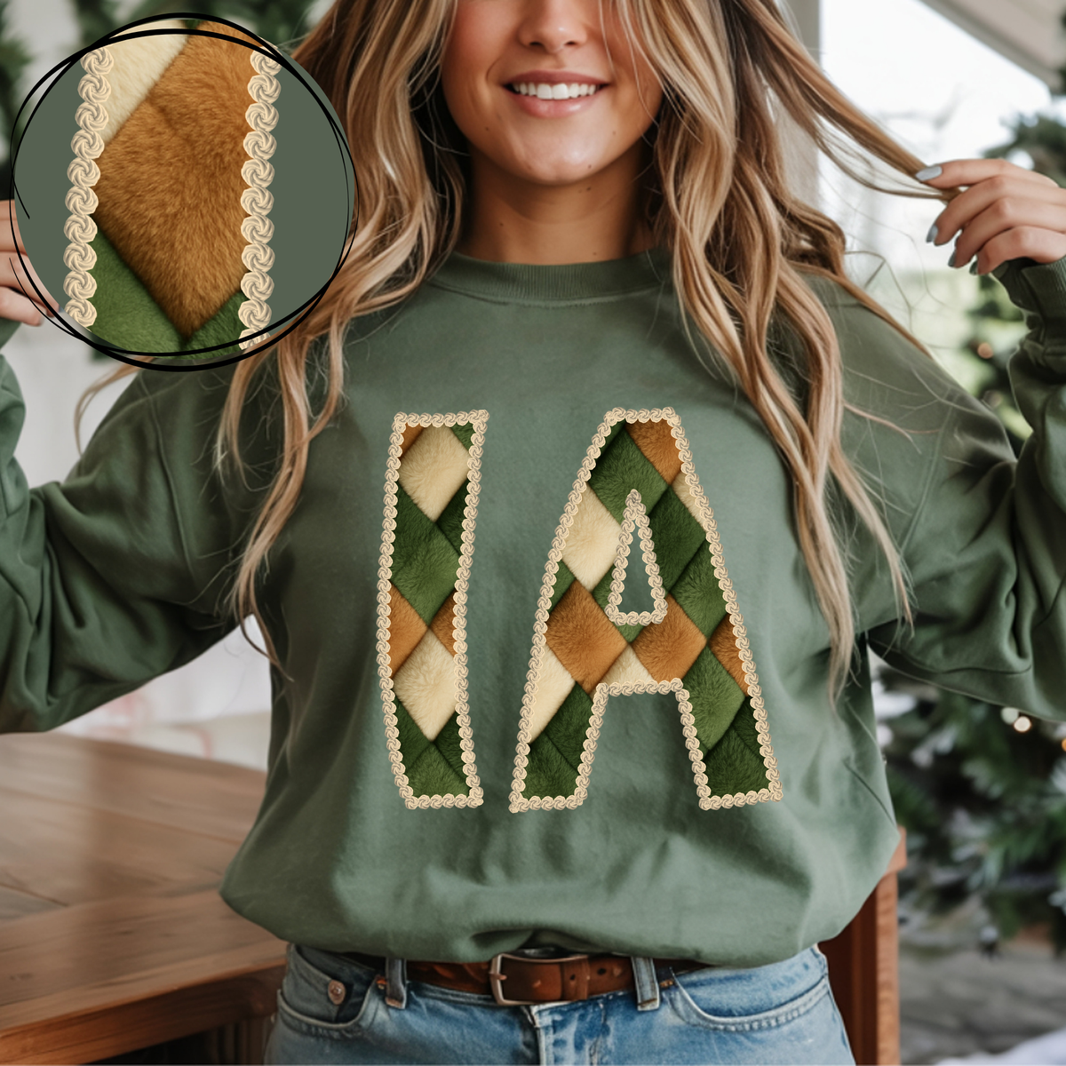 IA Iowa Stitched Argyle Fur Digital Download, PNG