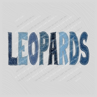 Leopards Denim Patch Stitched Digital Design, PNG