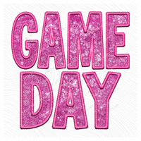 Game Day Faux Embroidery Sequin in Pink Digital Design, PNG