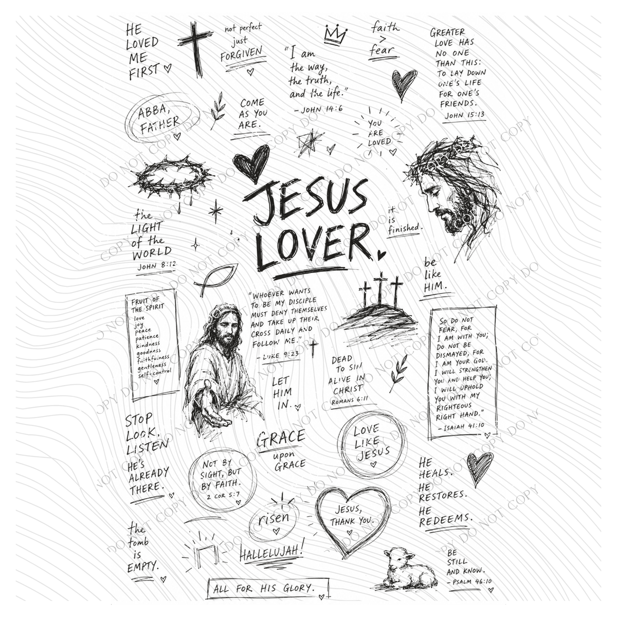 All about Jesus Lover Sketch Digital Design, PNG