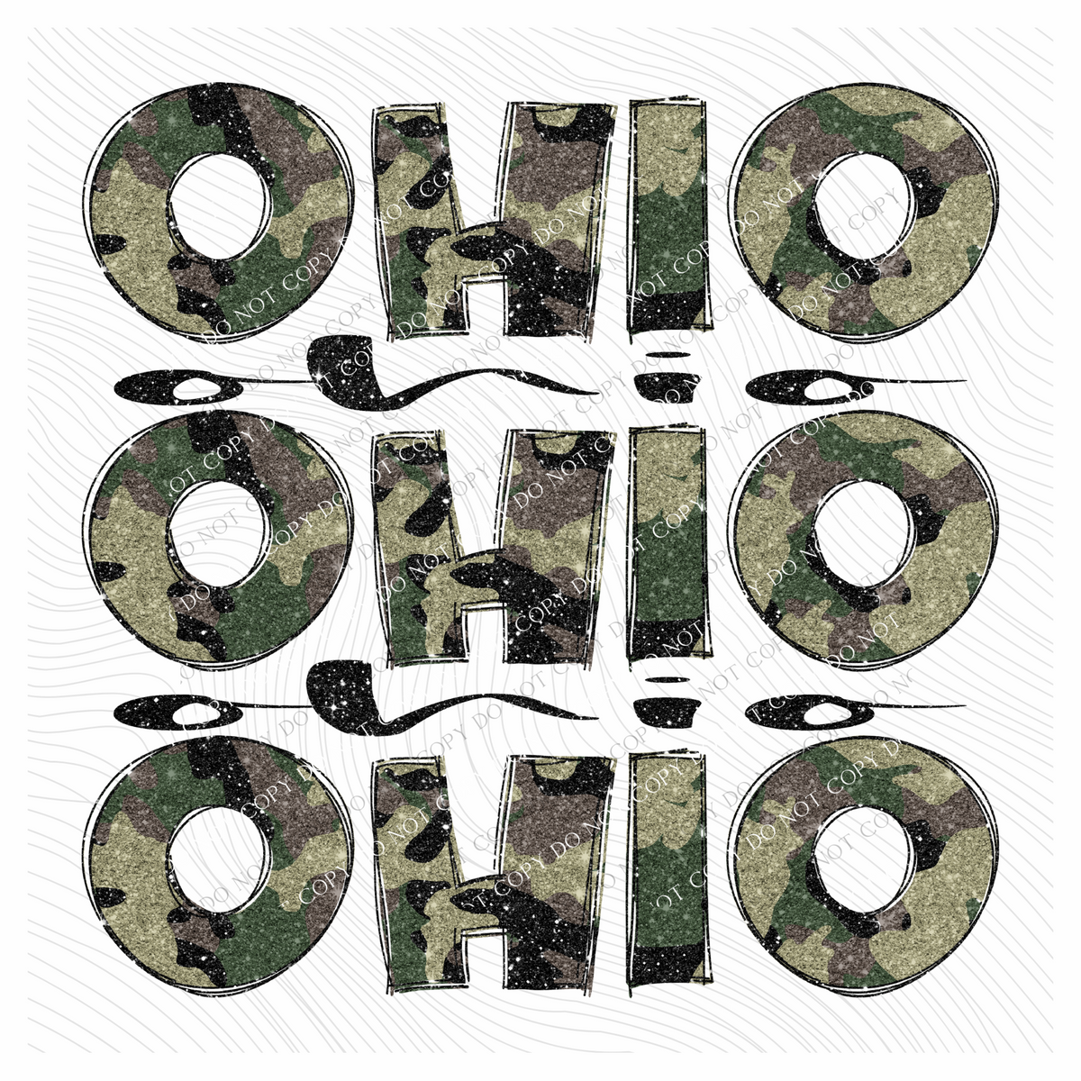 Ohio Camo Glitter Stacked with Glitter Script Digital Design, PNG