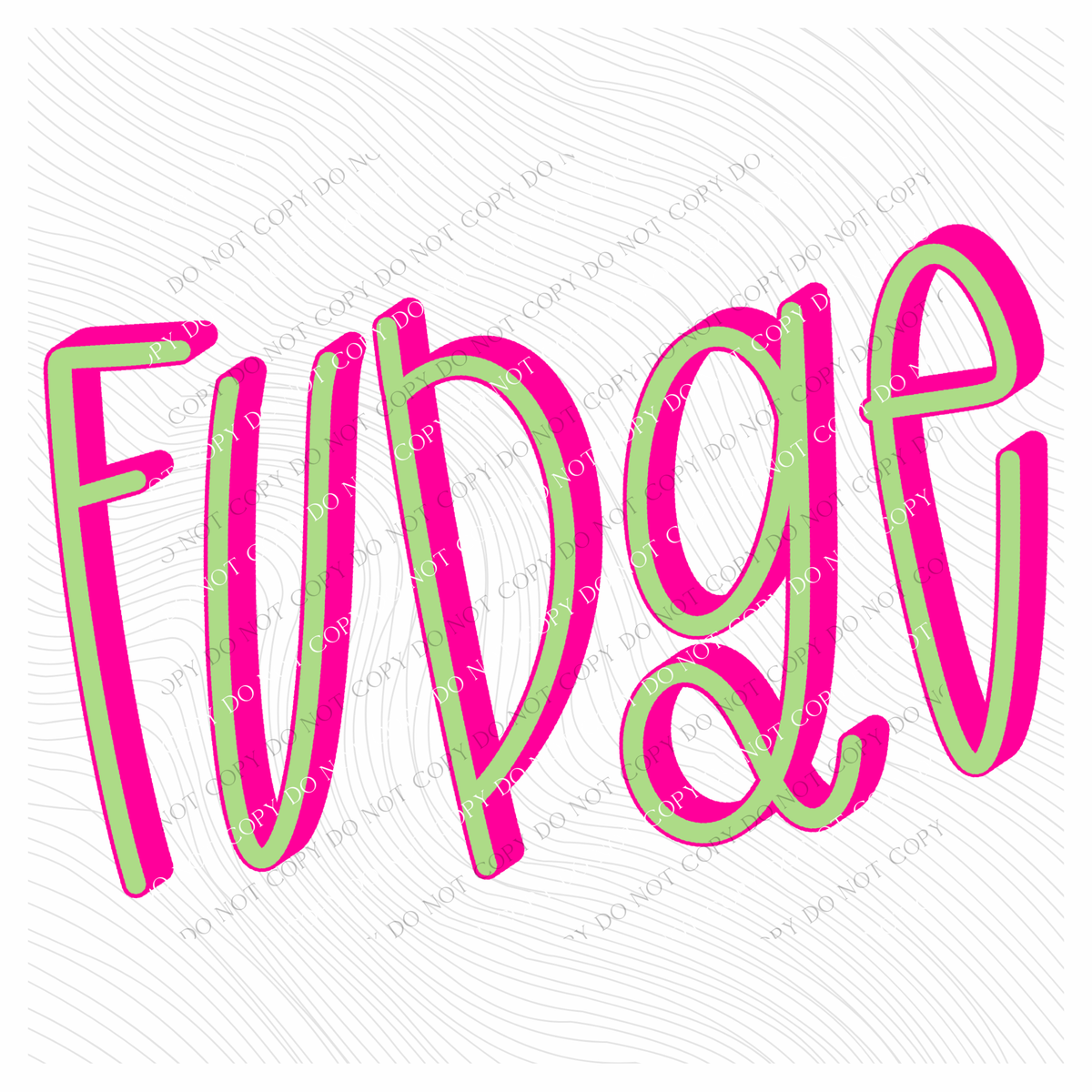 Fudge 3D Sassy Script Bright Pink & Green Digital Design, PNG