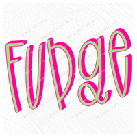 Fudge 3D Sassy Script Bright Pink & Green Digital Design, PNG