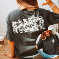 Soccer Varsity Distressed Bundle Word & Ball Included in White Digital Design, PNG