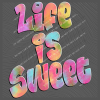 Life is Sweet Retro Shadow Water Colors Digital Design, PNG