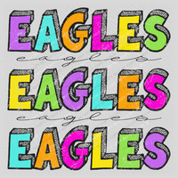 Eagles Bubble Dot Stacked Script Distressed in Neons Digital Design, PNG